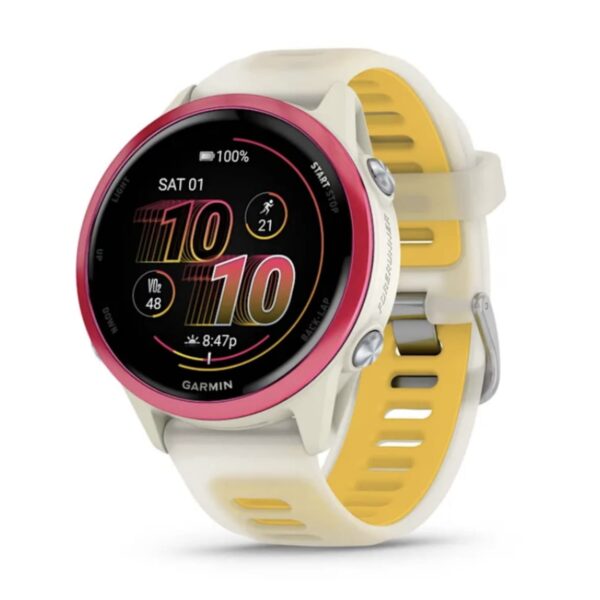 Forerunner 570 - 42mm Raspberry Aluminum with Translucent Bone/Mango Band
